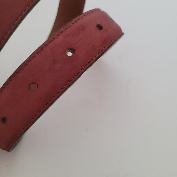 Vintage COACH Eggplant Nubuc Calfskin Leather Belt Solid Brass Buckle Made in